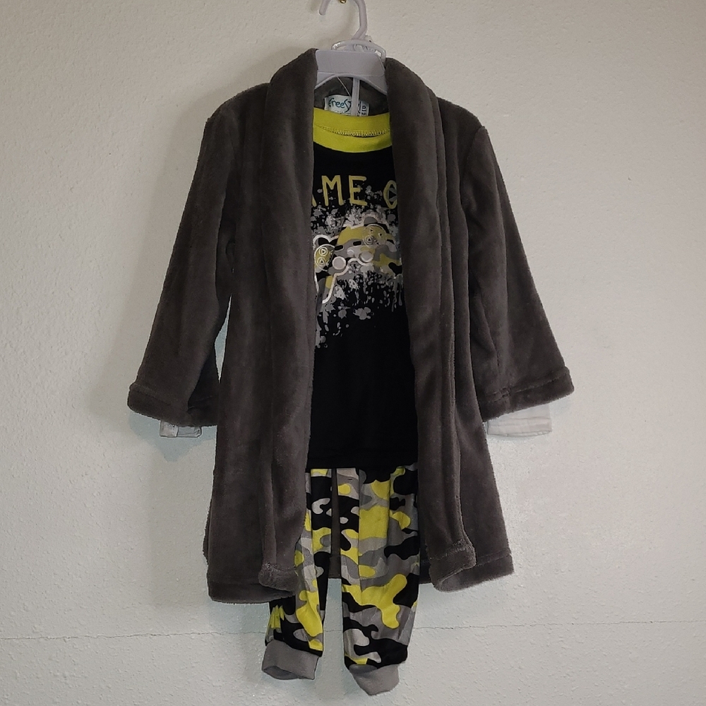 3PC Cozy Comfy Kids Robe & Pajama Set Sleepwear Playwear - Gray and Camo NWOT 3T